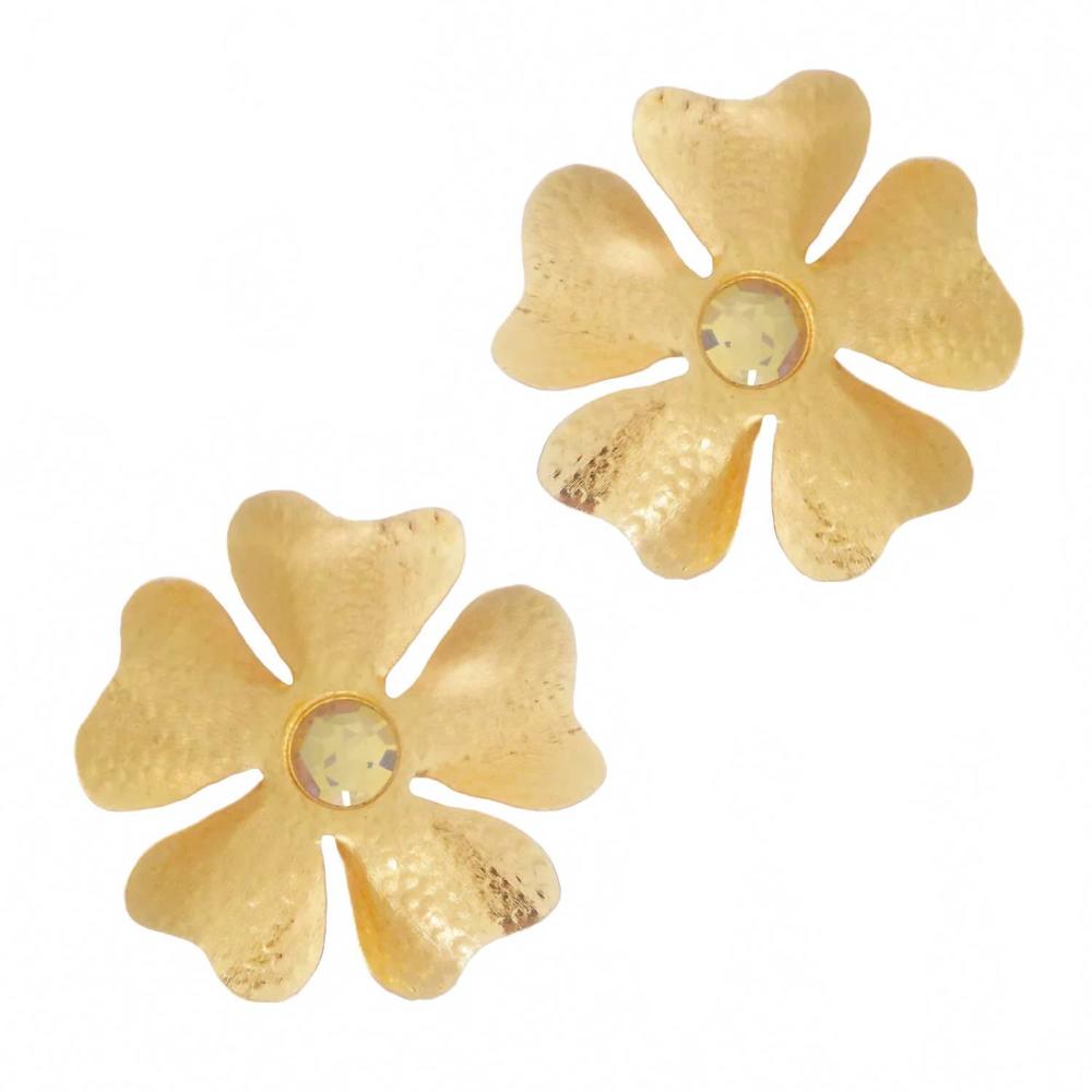 NEW MOLLY PHILLIPS women's large flower earrings in clear